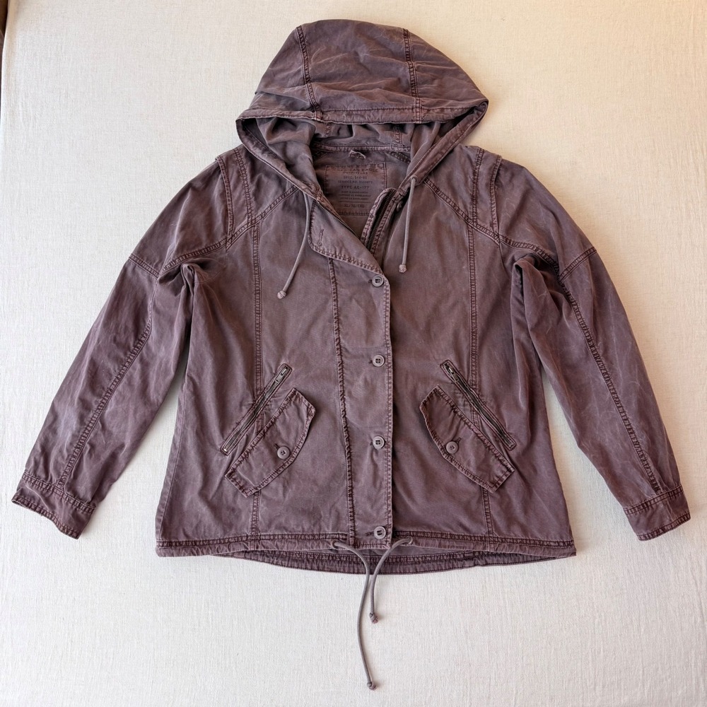 American Eagle Hooded Utility Field Jacket Womens XL Purple